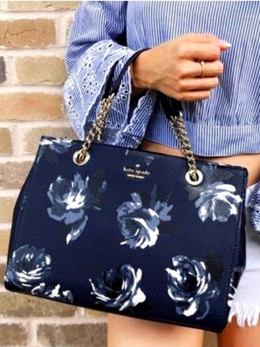 👉*NWOT* KATE SPADE BRIAR LANE NIGHT ROSE MEENA LEATHER CROSSBODY BAG NAVY ~NEW